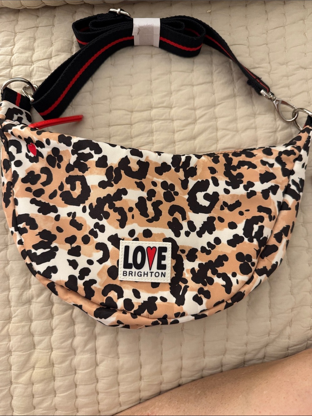 Brighton Leopard Print Crossbody with Black & Tan Pattern